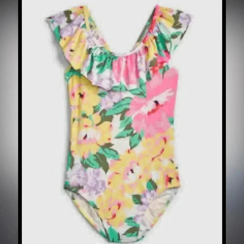Gap Kids | One Piece Swimsuit | Floral Ruffle | Girls size M (8)